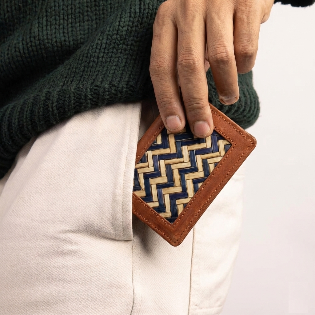 Bamboo Chevron Card Holder