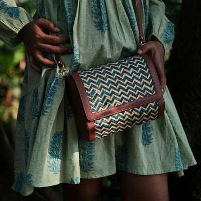 Morbana Ladies Sling Bag - Green & Biege