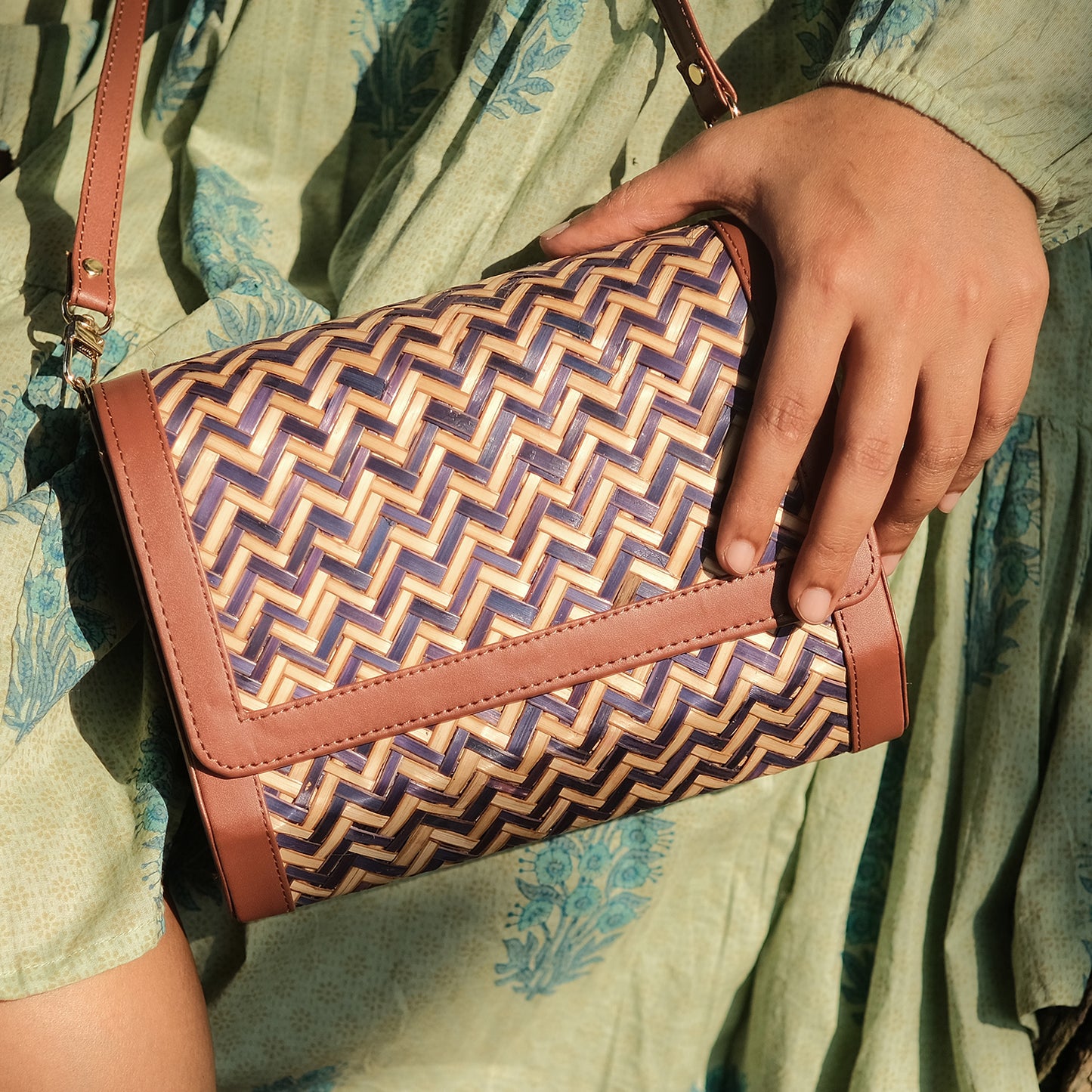 Morbana Ladies Sling Bag - Blue & Biege