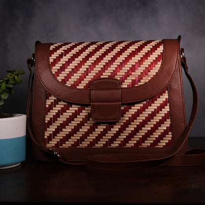 Ladies Sling Bag - Red & Biege