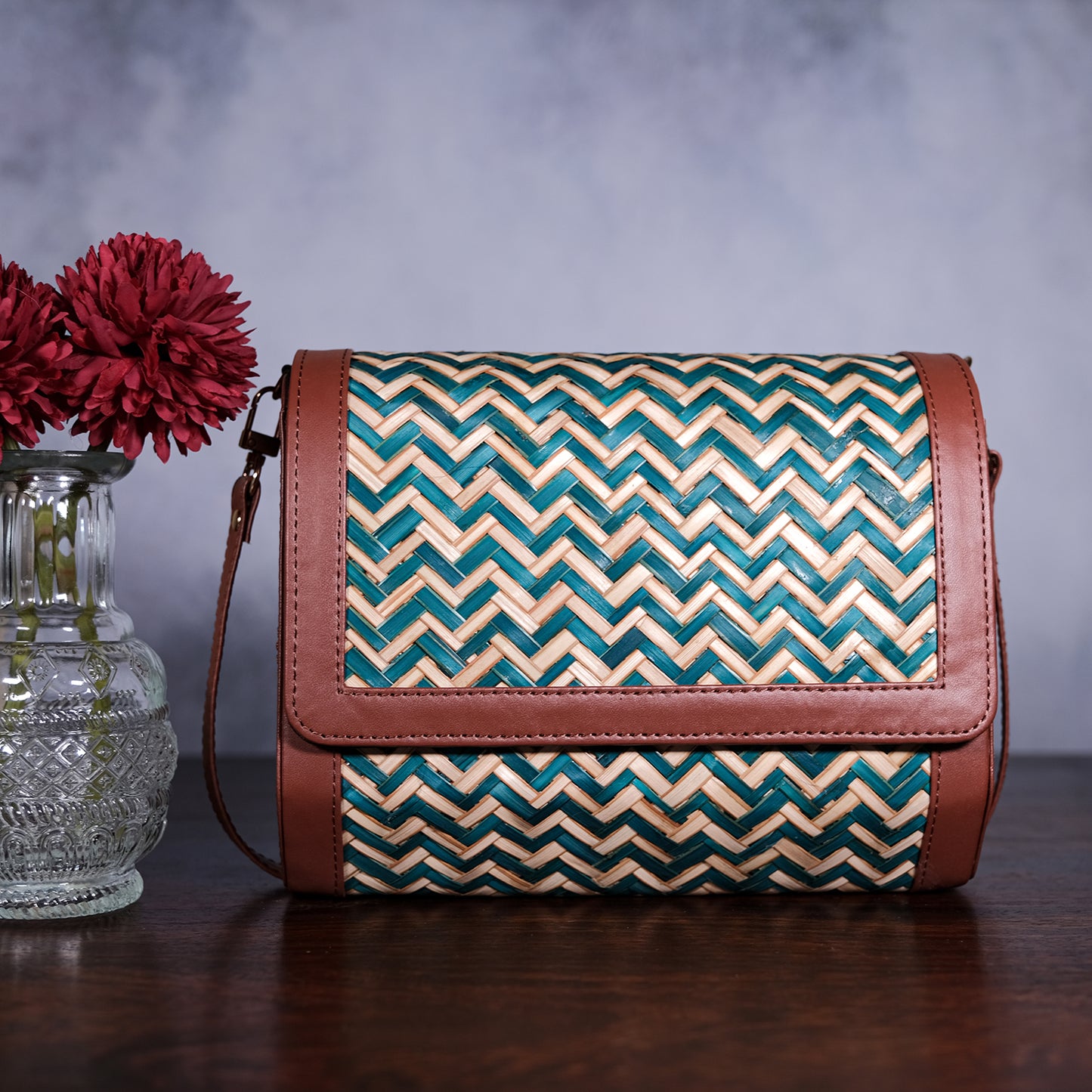 Morbana Ladies Sling Bag - Green & Biege