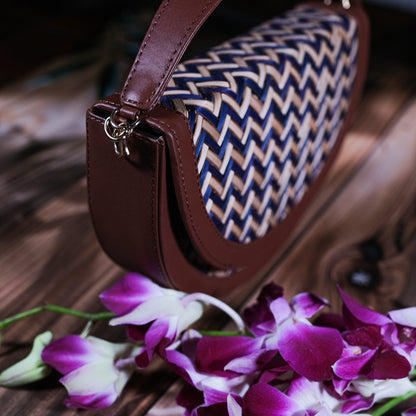 Half Moon Sling Bag - Blue & Biege