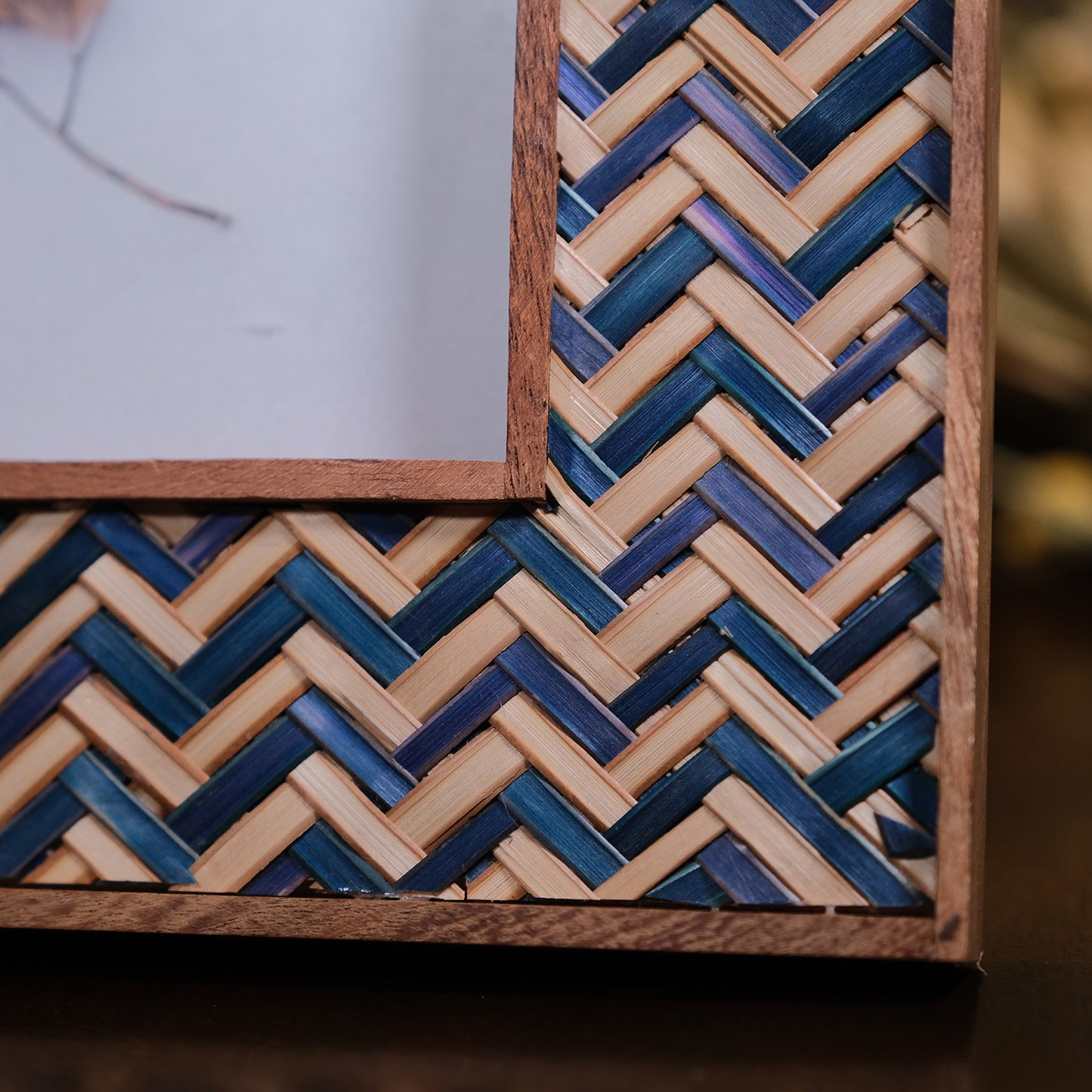 Bamboo Photo Frame (Blue & Beige)