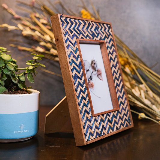 Bamboo Photo Frame (Blue & Beige)